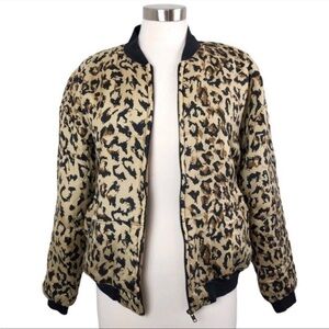 CLIO Vintage 100% Silk Leopard Bomber Puffer Jacket size S
